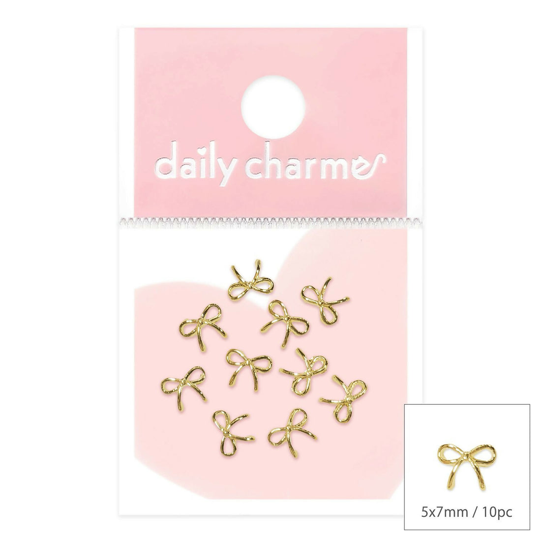 Nail Art Studs Delicate Coquette Bow Gold